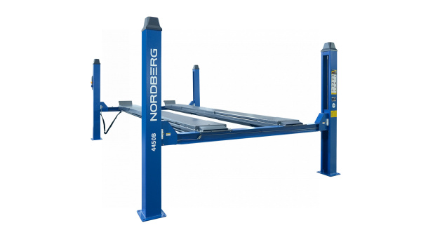 Подъемник четырехстоечный 5 т, с ручной траверсой 2 т N423, для сход-развала, мех. снятие, синий 4450_MB(M2)